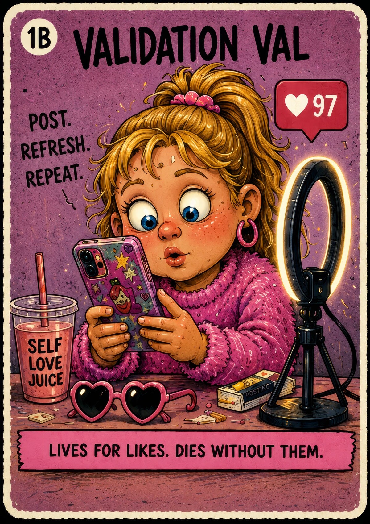 Validation Val: Lives for Likes. Dies Without Them.