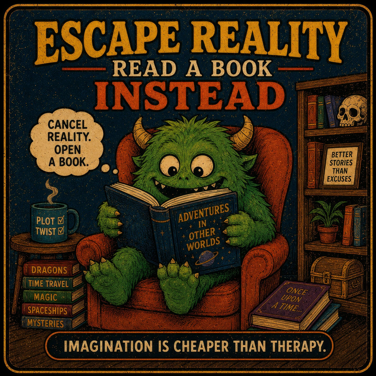 Escape Reality. Read a Book Instead.: Imagination Is Cheaper Than Therapy.