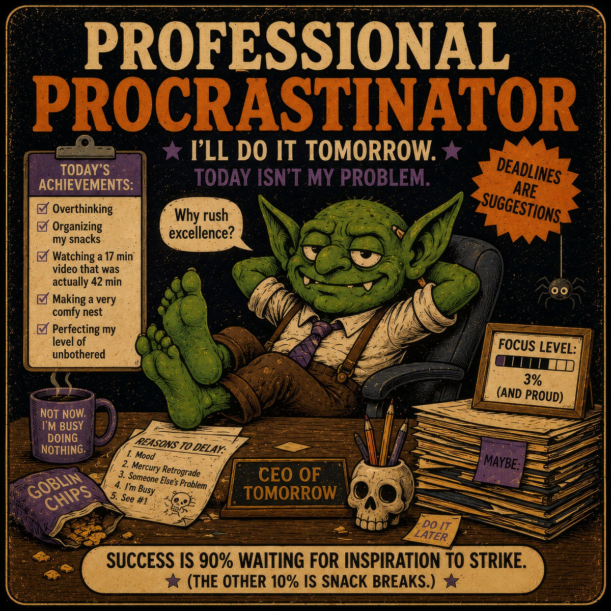 Professional Procrastinator: I'll Do It Tomorrow. Today Isn't My Problem.