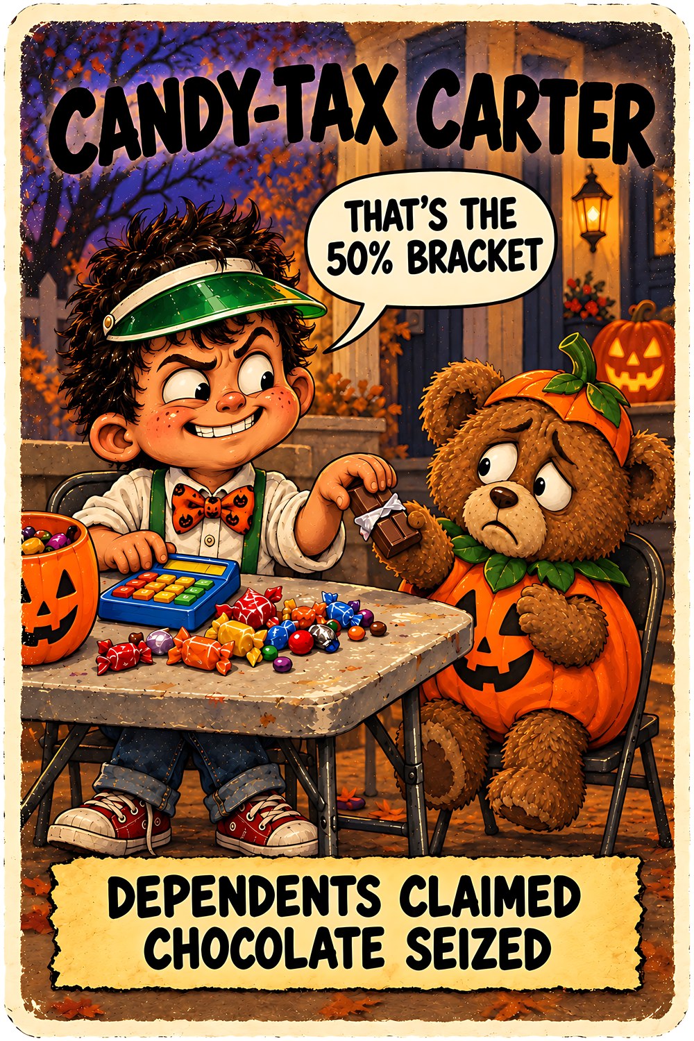Candy-Tax Carter Halloween character card by Brain Rot Bunch