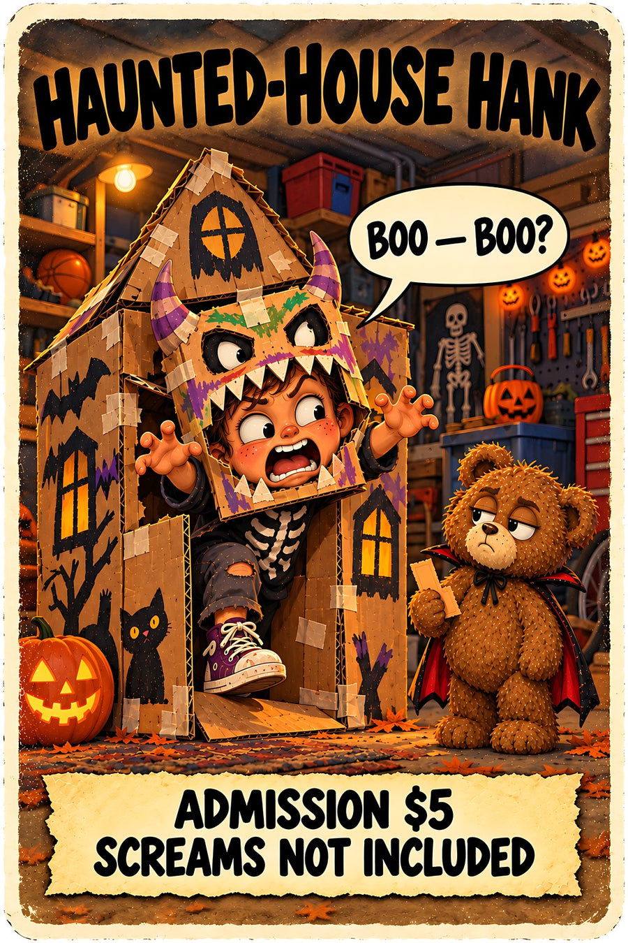 Haunted-House Hank Halloween character card by Brain Rot Bunch