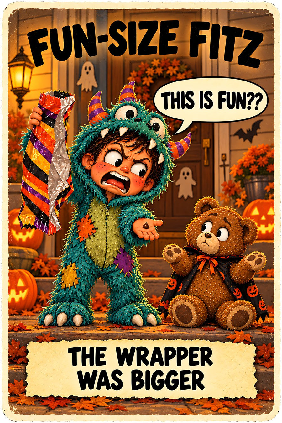 Fun-Size Fitz Halloween character card by Brain Rot Bunch
