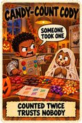 Candy-Count Cody Halloween character card by Brain Rot Bunch