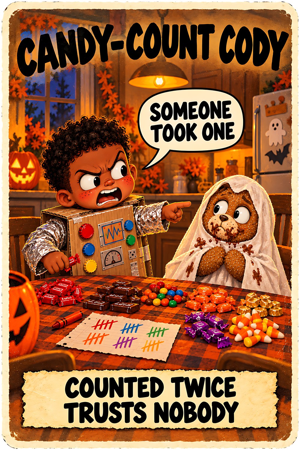 Candy-Count Cody Halloween character card by Brain Rot Bunch