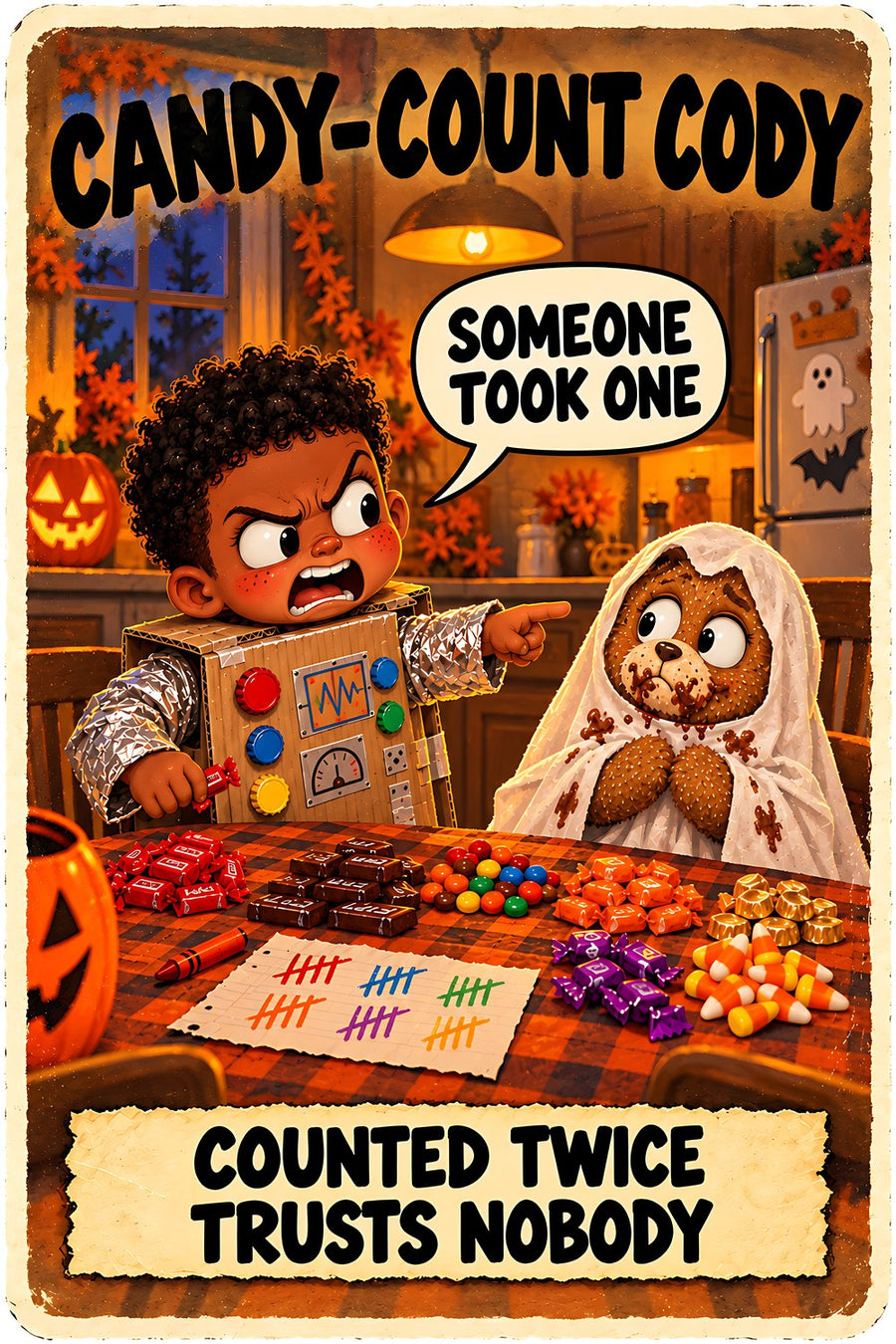 Candy-Count Cody Halloween character card by Brain Rot Bunch