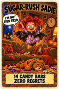 Sugar-Rush Sadie Halloween character card by Brain Rot Bunch