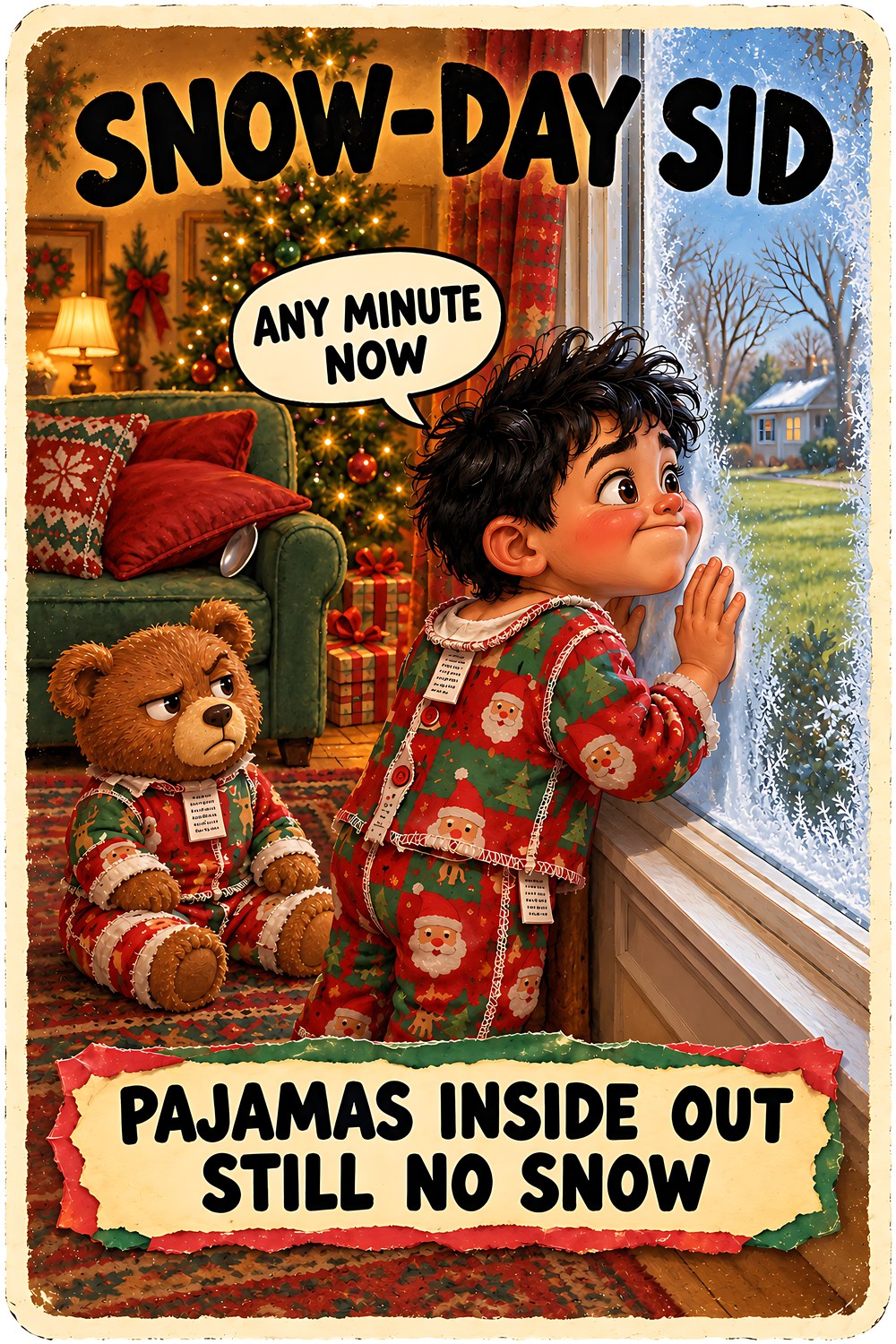 Snow-Day Sid Christmas character card by Brain Rot Bunch