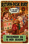 Return-Desk Ruby Christmas character card by Brain Rot Bunch