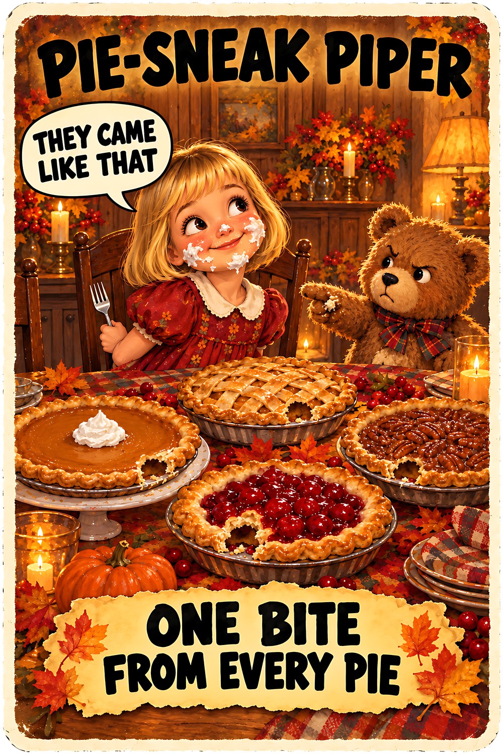 Pie-Sneak Piper, Brain Rot Bunch Thanksgiving character card