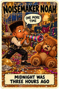 Noisemaker Noah New Year's character card by Brain Rot Bunch