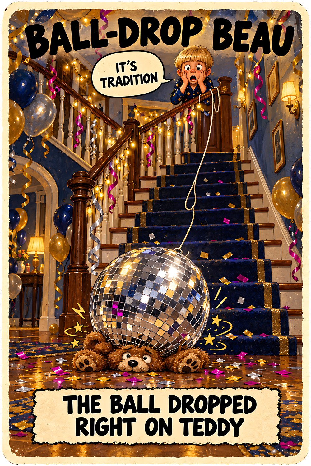 Ball-Drop Beau New Year's character card by Brain Rot Bunch