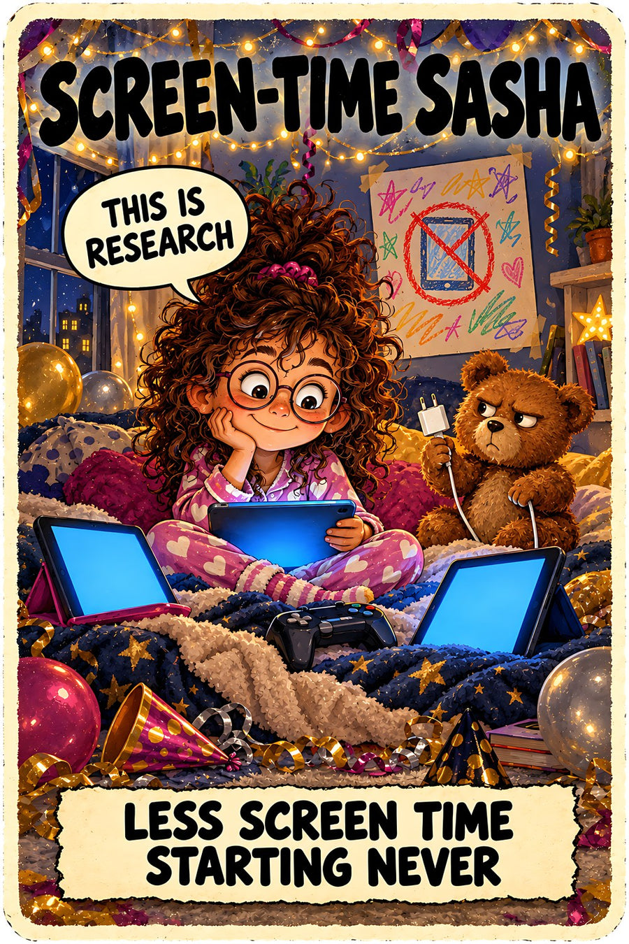 Screen-Time Sasha New Year's character card by Brain Rot Bunch