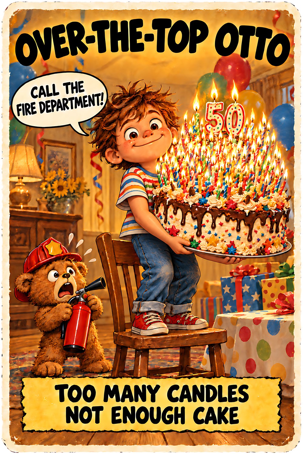 Over-the-Top Otto, Brain Rot Bunch birthday character card