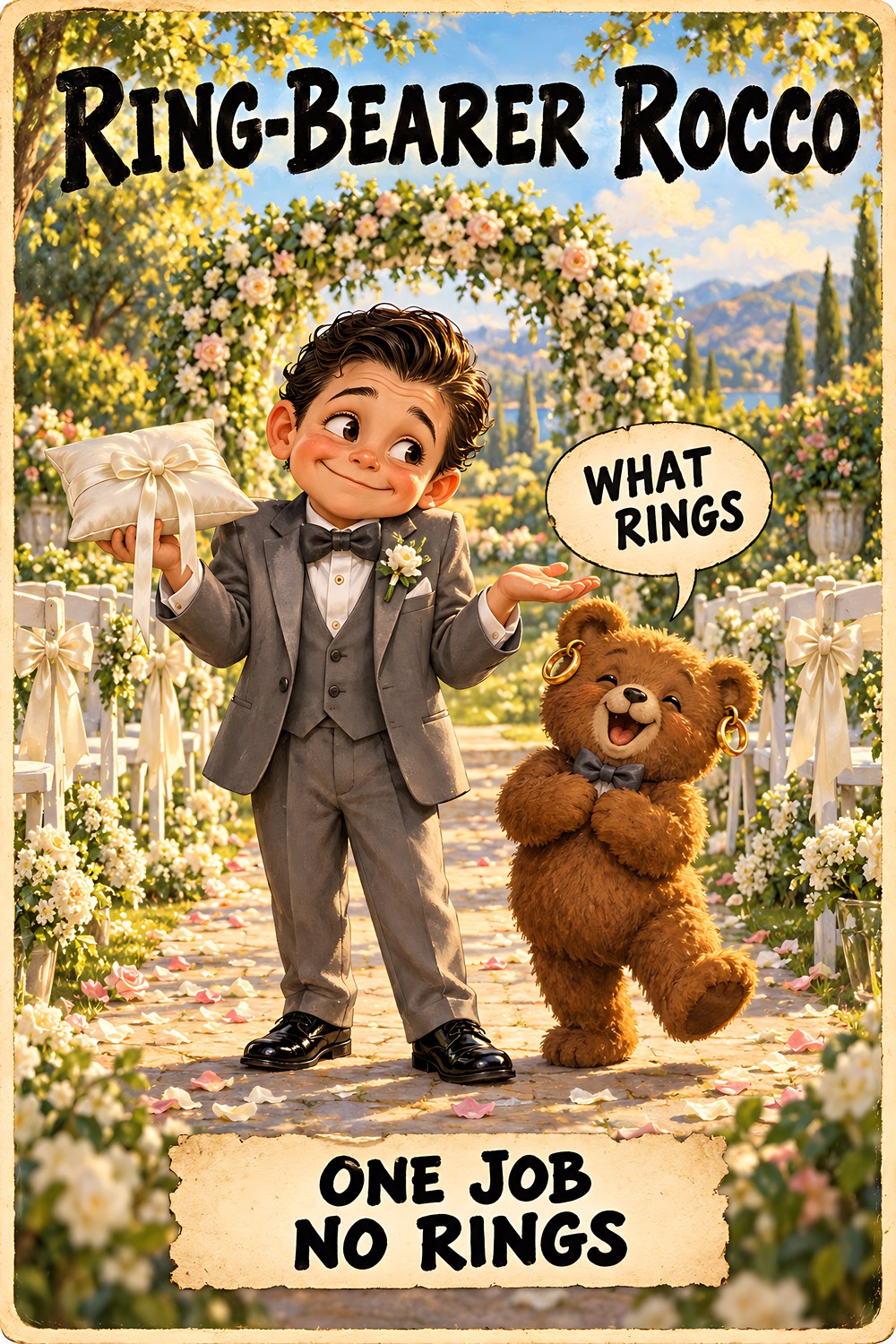 Ring-Bearer Rocco, Brain Rot Bunch wedding character card