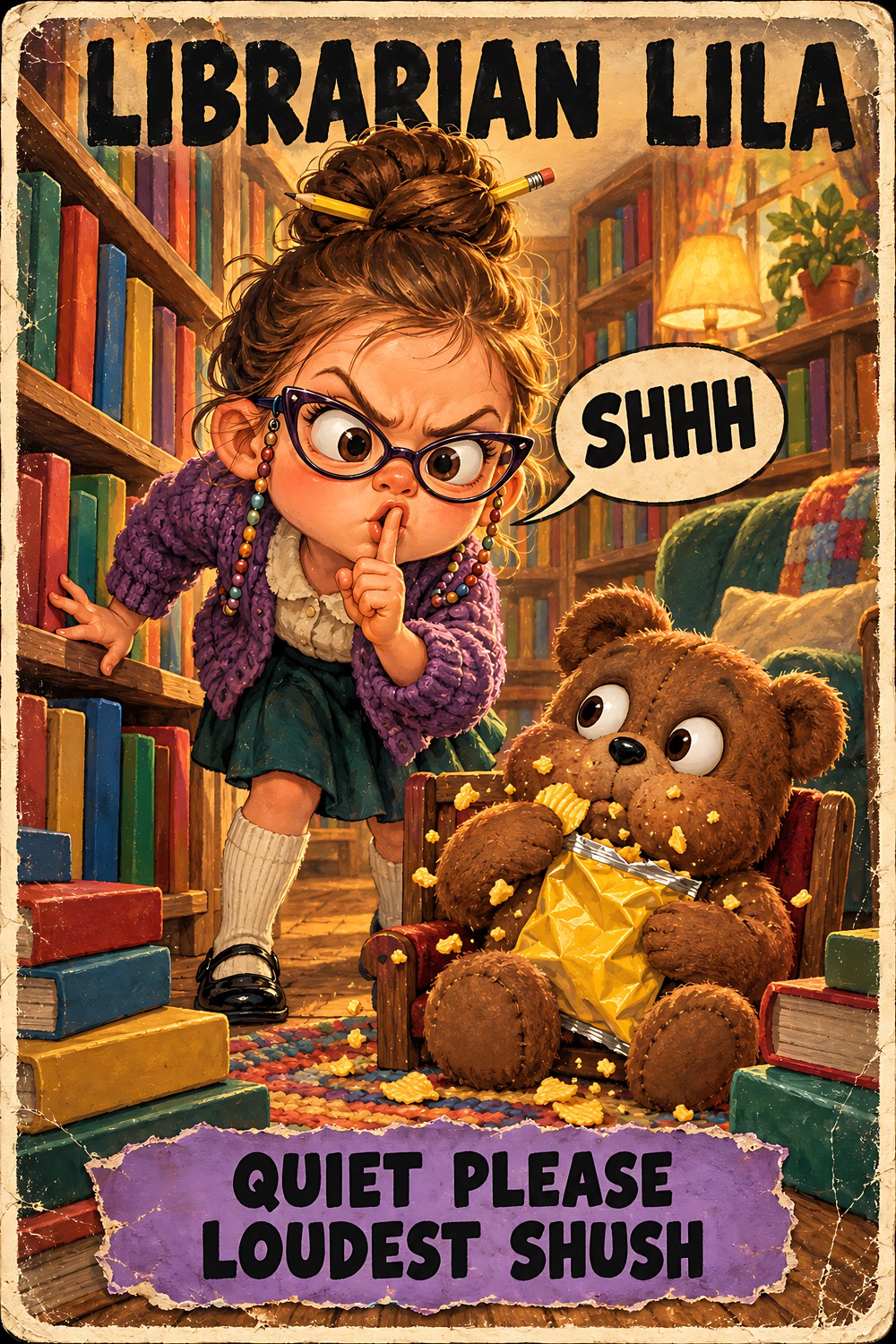 Librarian Lila, Brain Rot Bunch Grown-Up Jobs character card