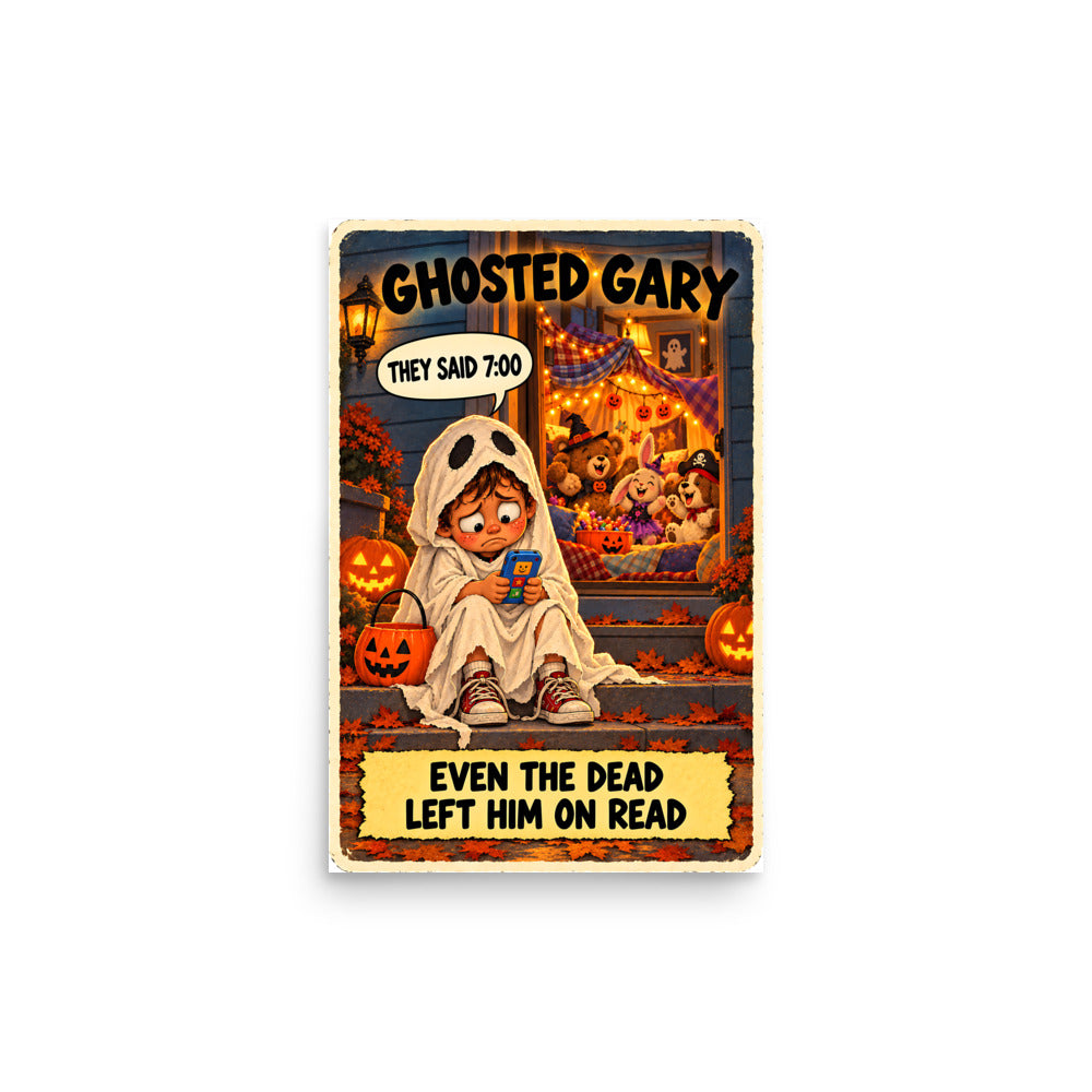 Ghosted Gary Poster by Brain Rot Bunch, 12 x 18 inch size