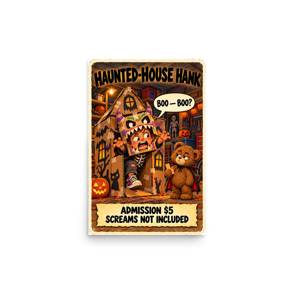Haunted-House Hank Poster by Brain Rot Bunch, 12 x 18 inch size