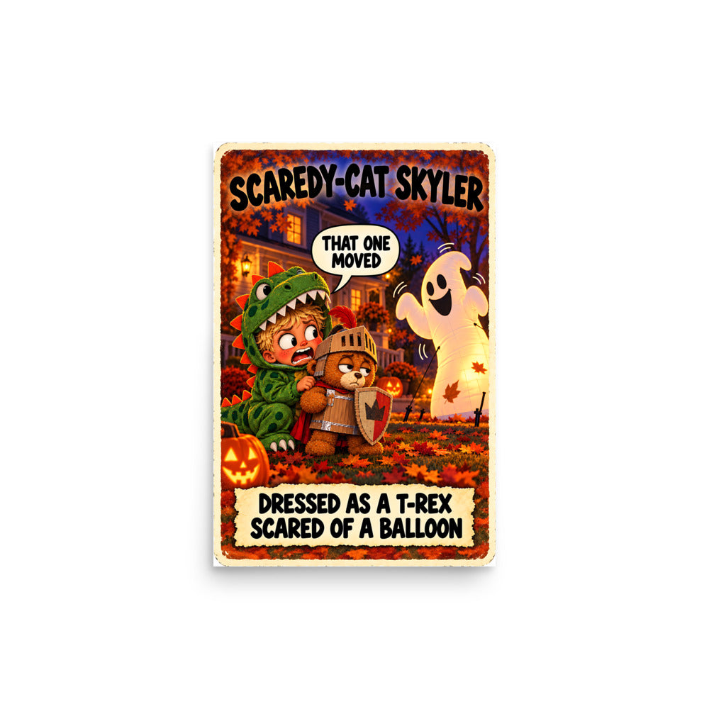 Scaredy-Cat Skyler Poster by Brain Rot Bunch, 12 x 18 inch size