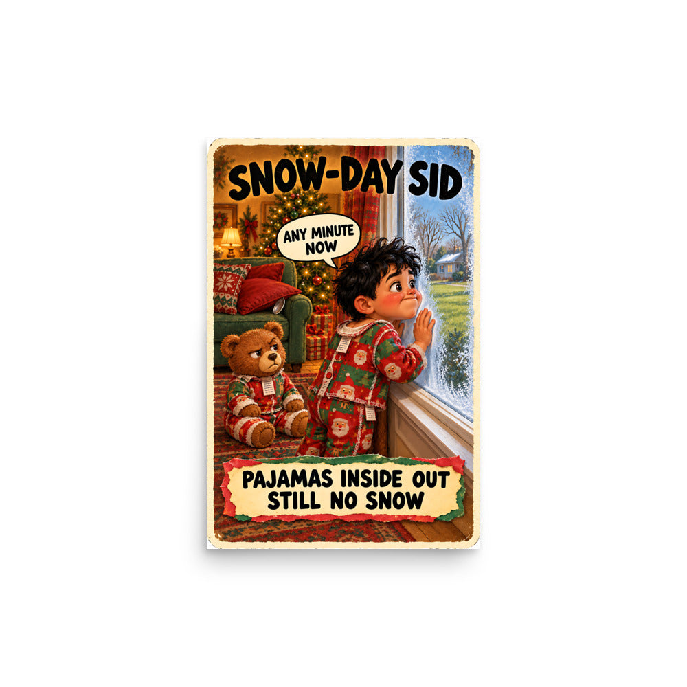 Snow-Day Sid Poster by Brain Rot Bunch, 12 x 18 inch size