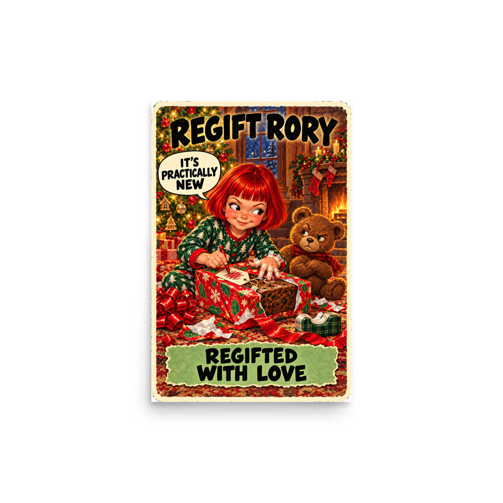 Regift Rory Poster by Brain Rot Bunch, 12 x 18 inch size