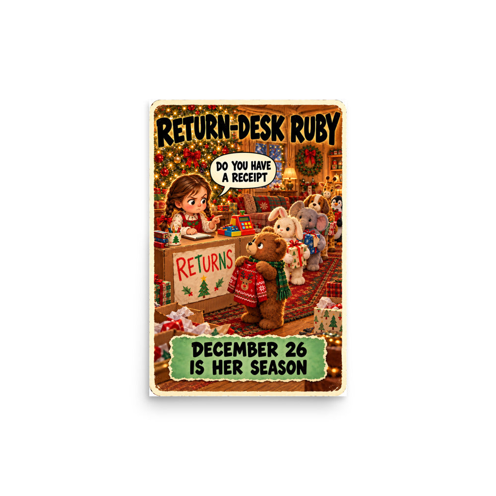 Return-Desk Ruby Poster by Brain Rot Bunch, 12 x 18 inch size