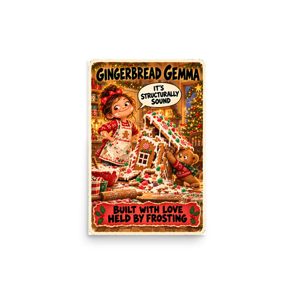 Gingerbread Gemma Poster by Brain Rot Bunch, 12 x 18 inch size