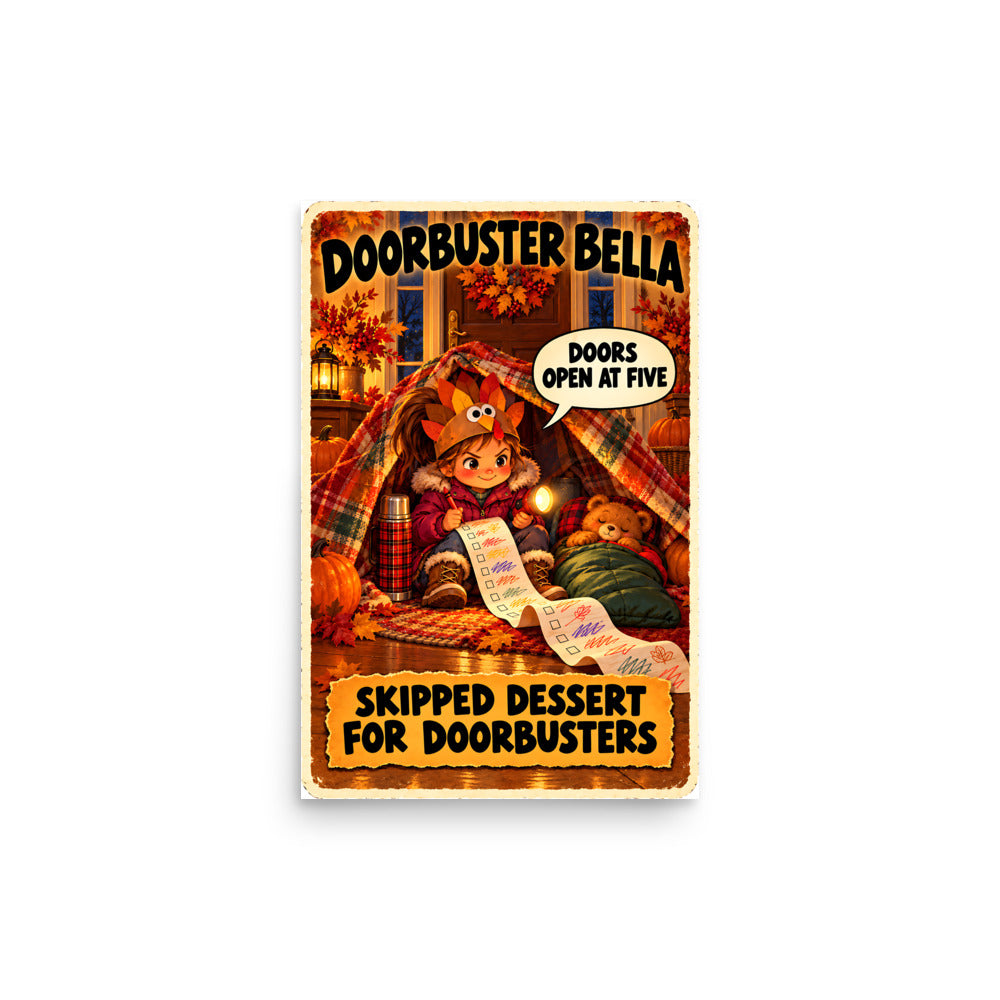 Doorbuster Bella Poster by Brain Rot Bunch, 12 x 18 inch size