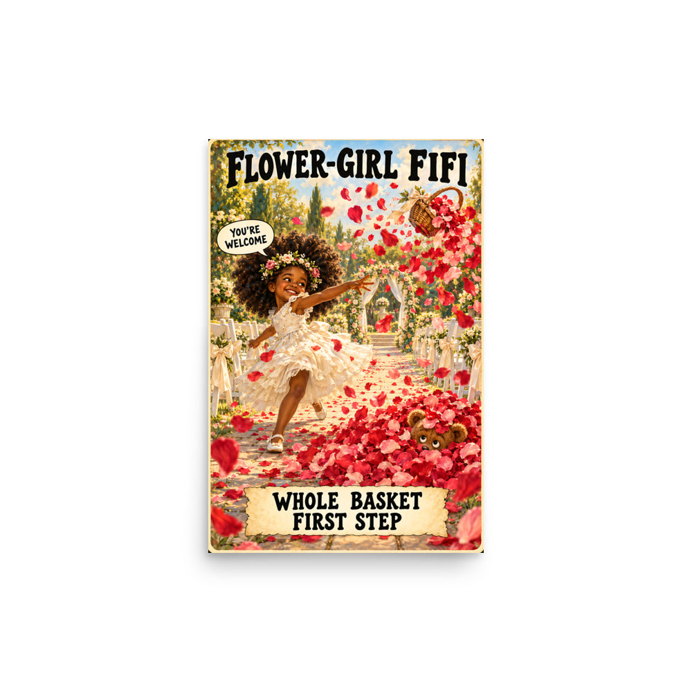 Flower-Girl Fifi Poster by Brain Rot Bunch, 12 x 18 inch size