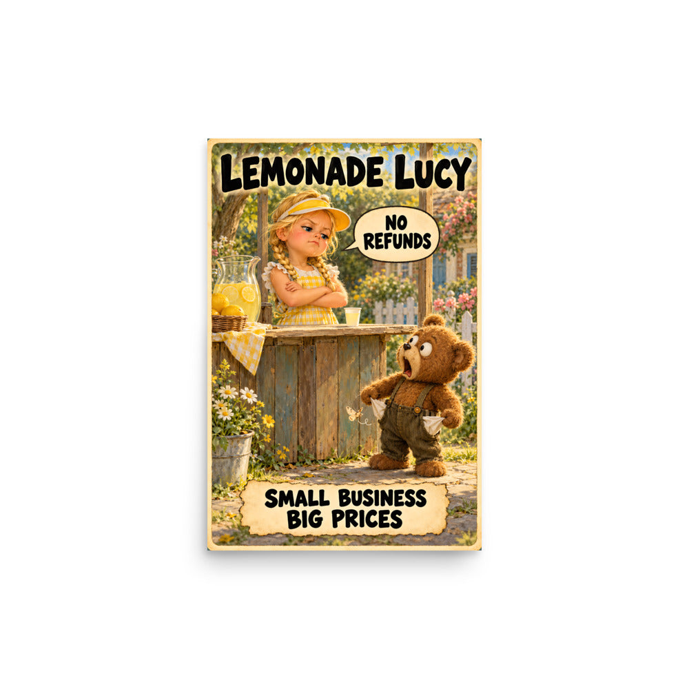 Lemonade Lucy Poster by Brain Rot Bunch, 12 x 18 inch size