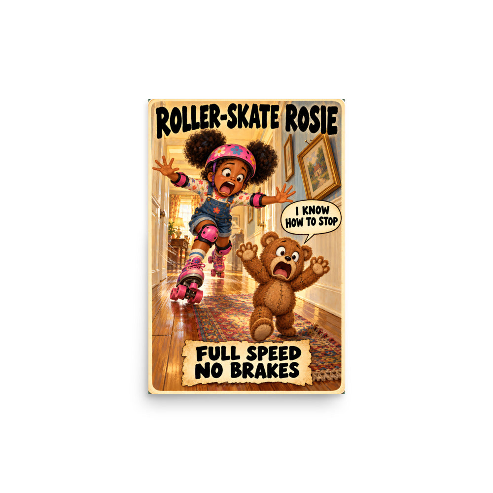 Roller-Skate Rosie Poster by Brain Rot Bunch, 12 x 18 inch size