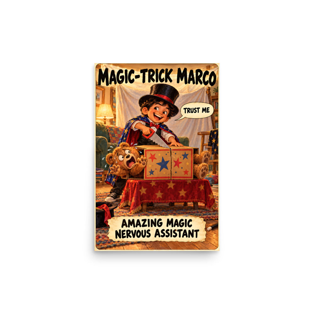Magic-Trick Marco Poster by Brain Rot Bunch, 12 x 18 inch size