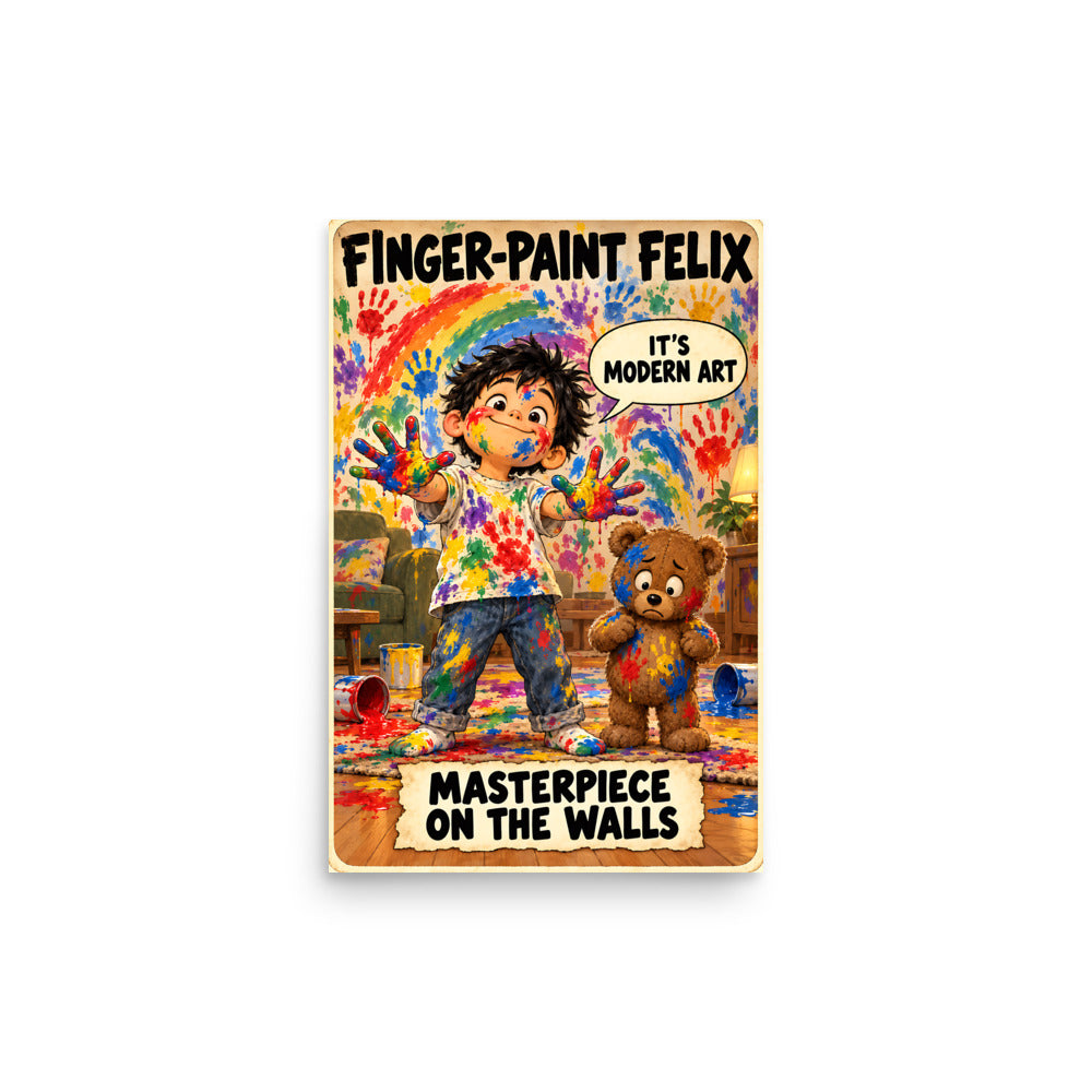 Finger-Paint Felix Poster by Brain Rot Bunch, 12 x 18 inch size