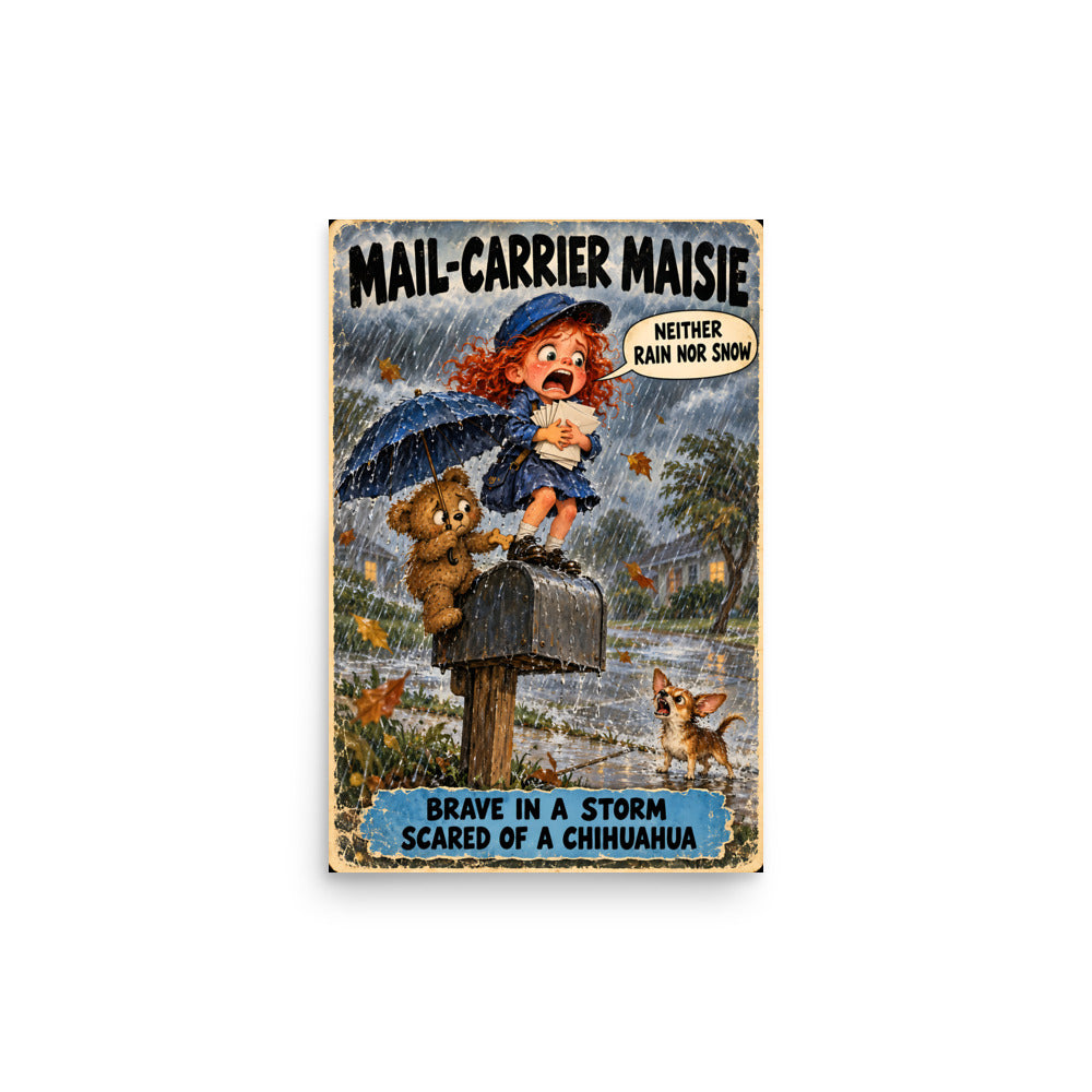 Mail-Carrier Maisie Poster by Brain Rot Bunch, 12 x 18 inch size