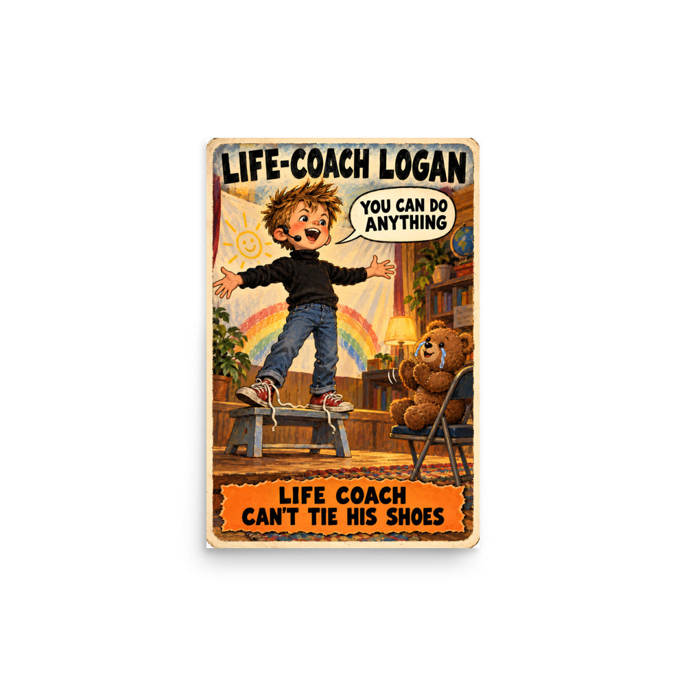 Life-Coach Logan Poster by Brain Rot Bunch, 12 x 18 inch size