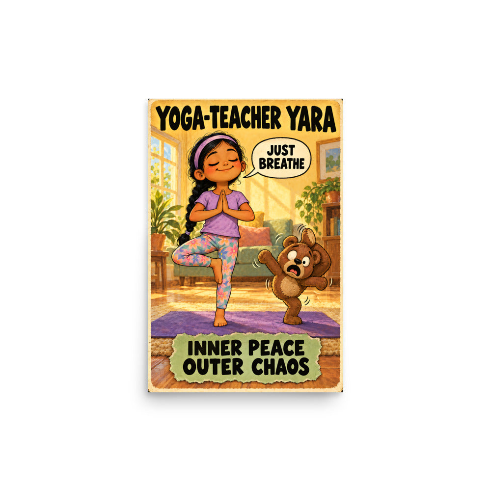 Yoga-Teacher Yara Poster by Brain Rot Bunch, 12 x 18 inch size