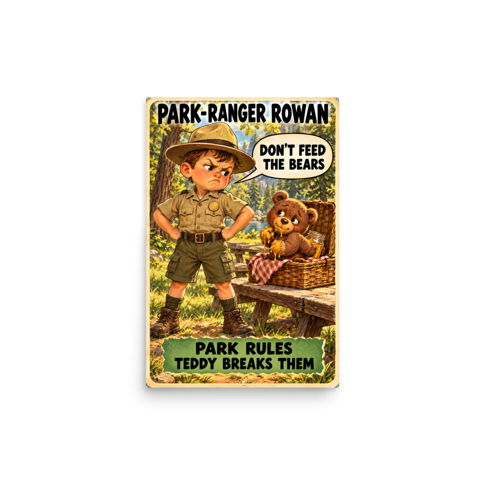 Park-Ranger Rowan Poster by Brain Rot Bunch, 12 x 18 inch size