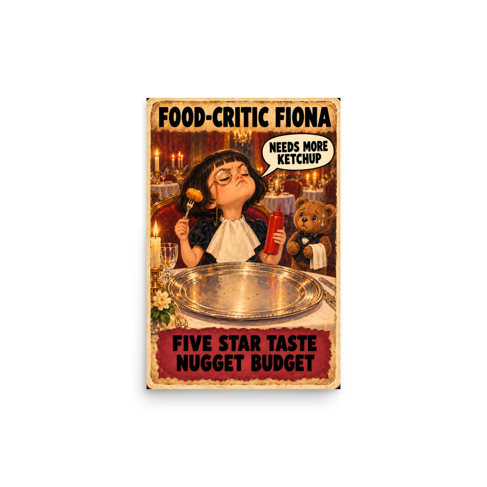 Food-Critic Fiona Poster by Brain Rot Bunch, 12 x 18 inch size