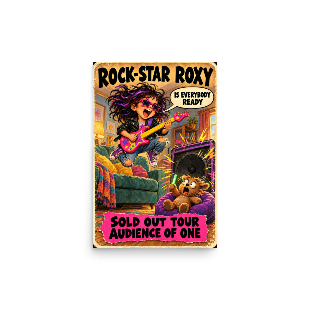 Rock-Star Roxy Poster by Brain Rot Bunch, 12 x 18 inch size