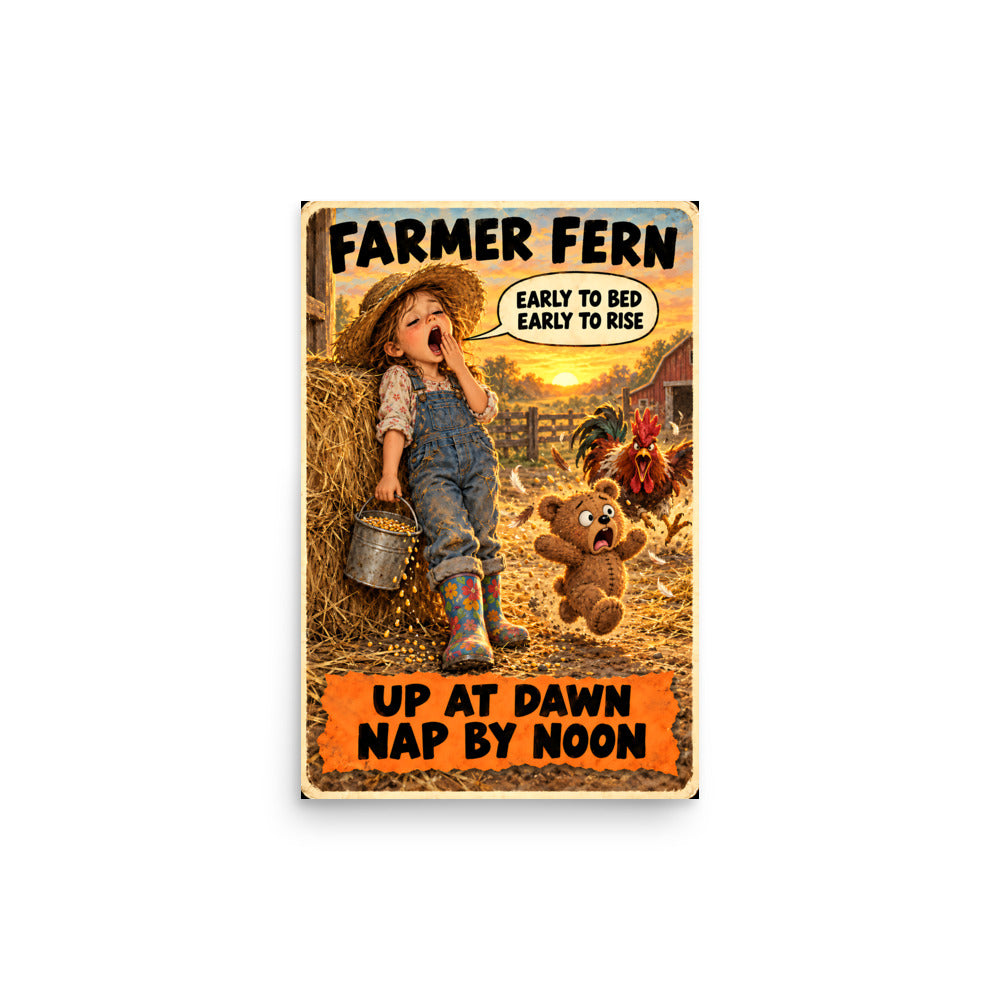 Farmer Fern Poster by Brain Rot Bunch, 12 x 18 inch size