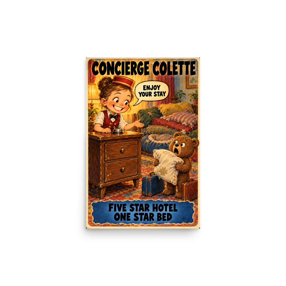 Concierge Colette Poster by Brain Rot Bunch, 12 x 18 inch size