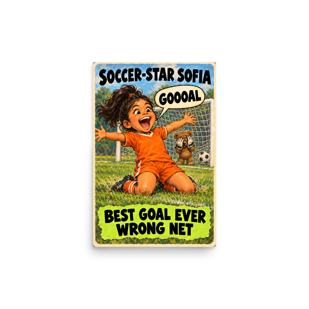 Soccer-Star Sofia Poster by Brain Rot Bunch, 12 x 18 inch size