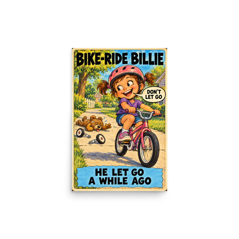 Bike-Ride Billie Poster by Brain Rot Bunch, 12 x 18 inch size