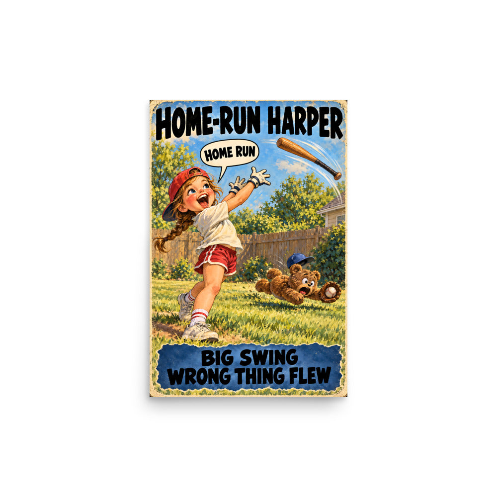 Home-Run Harper Poster by Brain Rot Bunch, 12 x 18 inch size