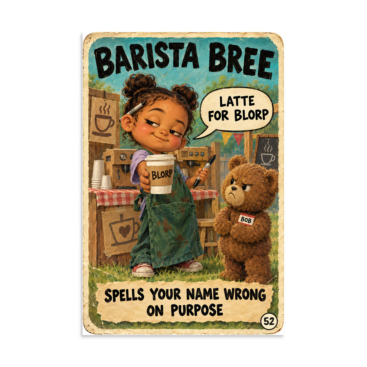 Barista Bree Poster by Brain Rot Bunch, 16 x 24 inch size