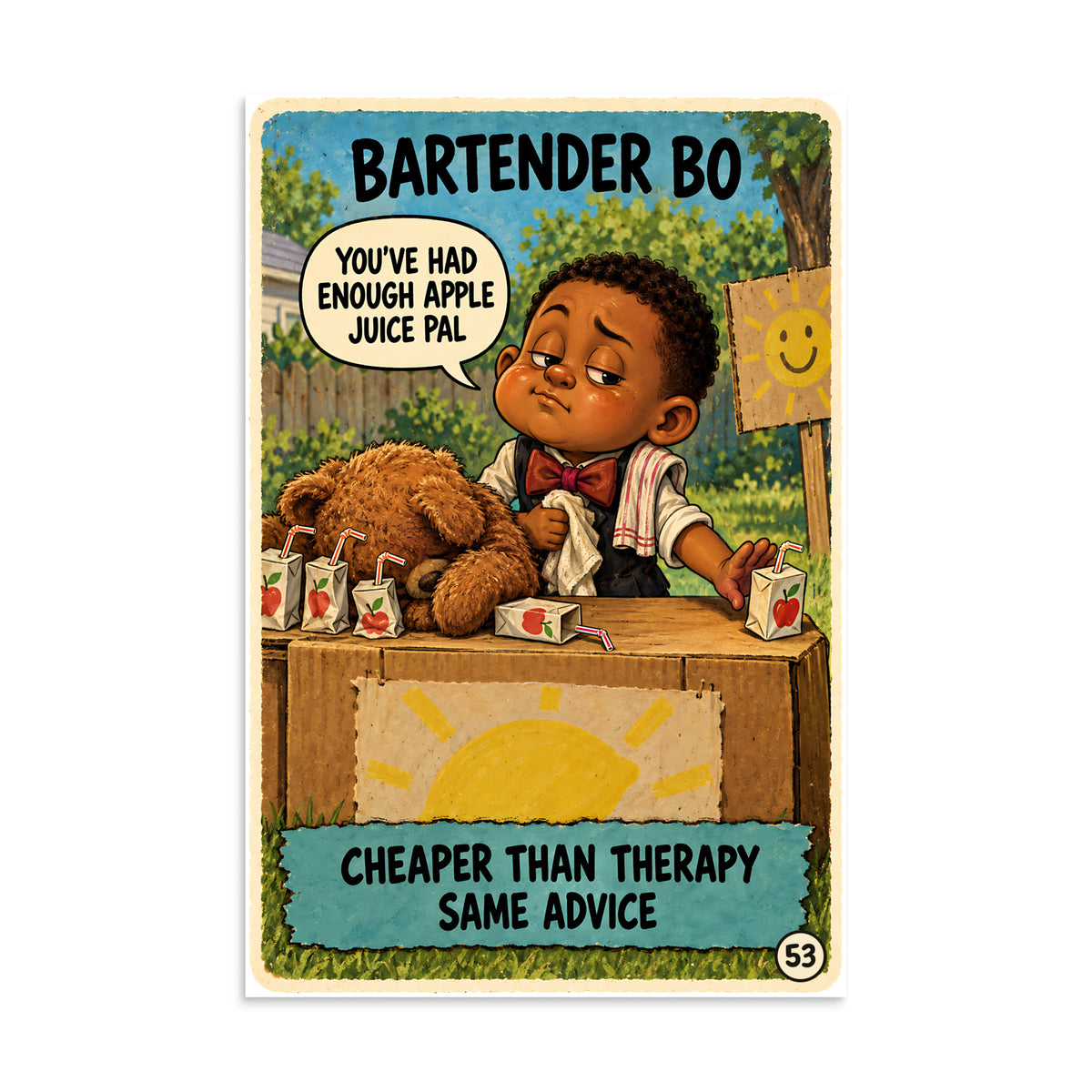 Bartender Bo Poster by Brain Rot Bunch, 16 x 24 inch size