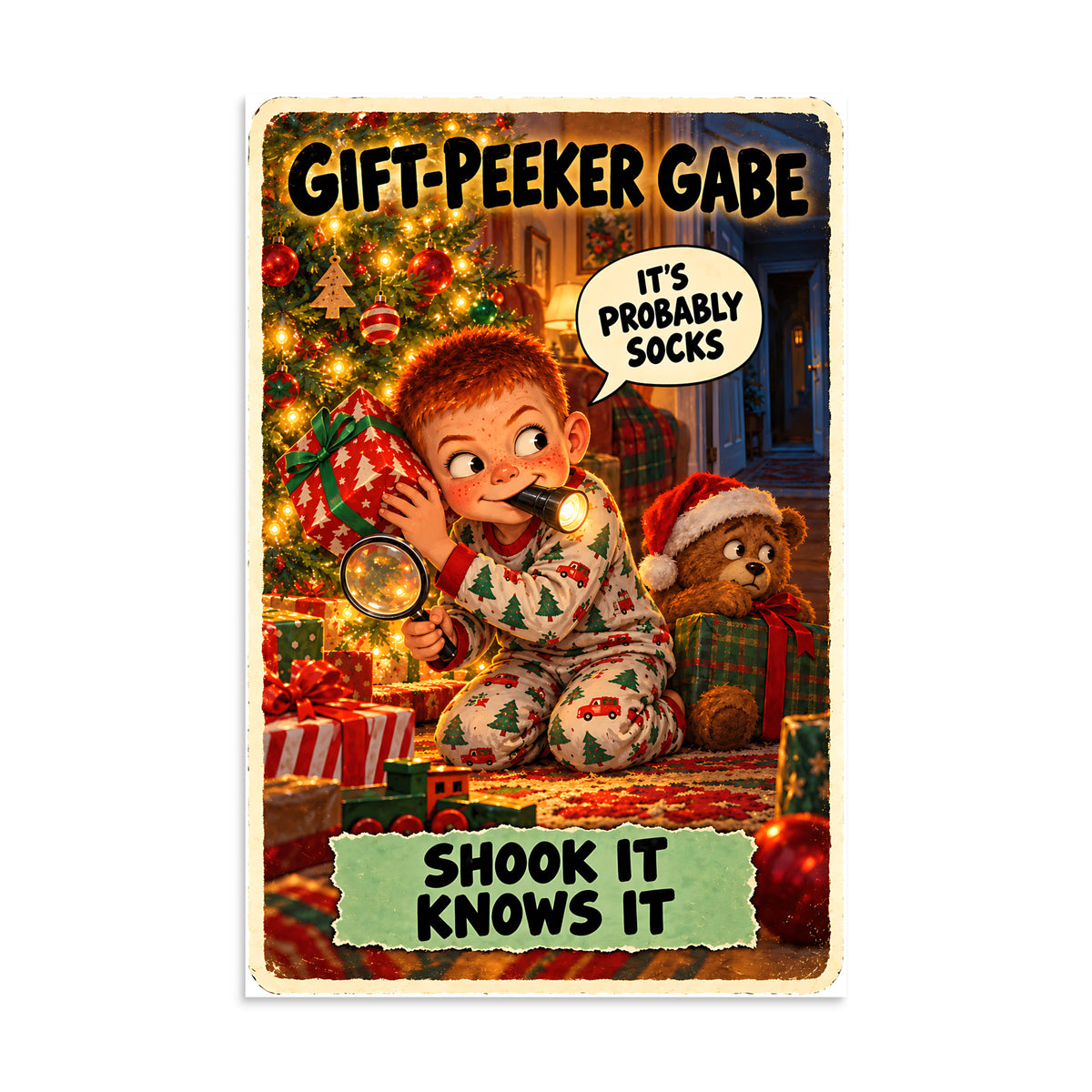 Gift-Peeker Gabe Poster by Brain Rot Bunch, 16 x 24 inch size