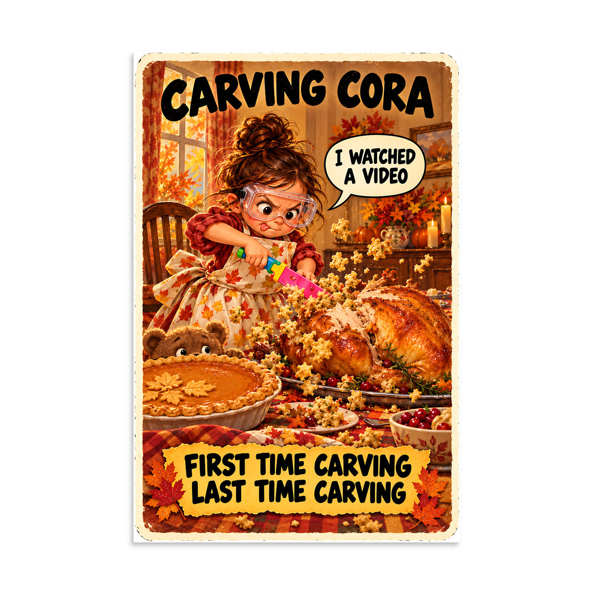Carving Cora Poster by Brain Rot Bunch, 16 x 24 inch size