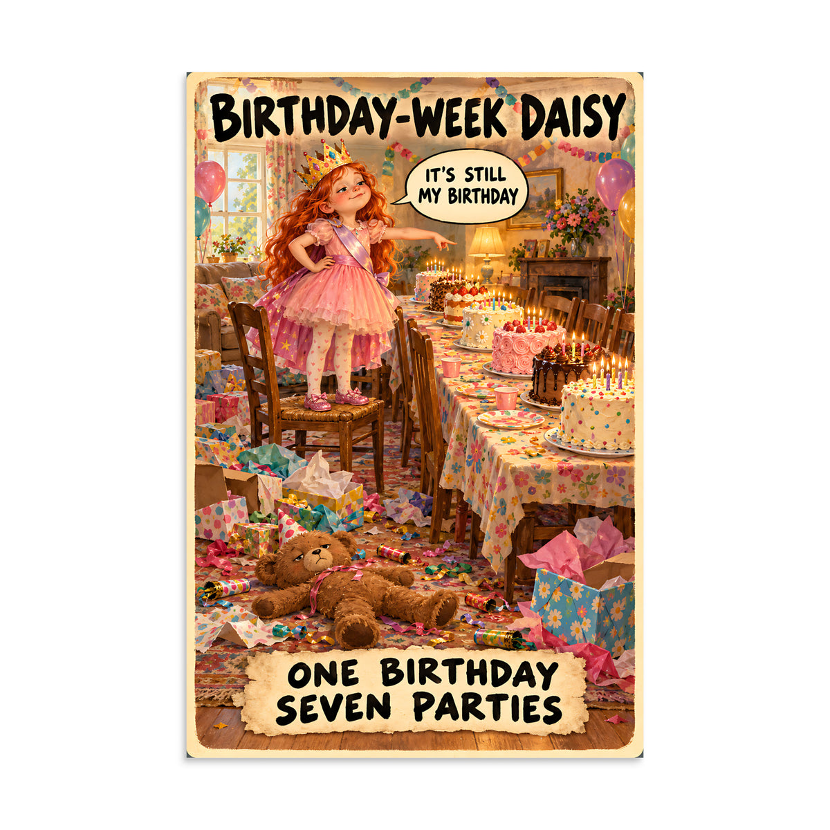 Birthday-Week Daisy Poster by Brain Rot Bunch, 16 x 24 inch size