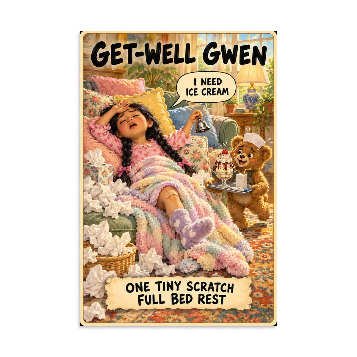 Get-Well Gwen Poster by Brain Rot Bunch, 16 x 24 inch size