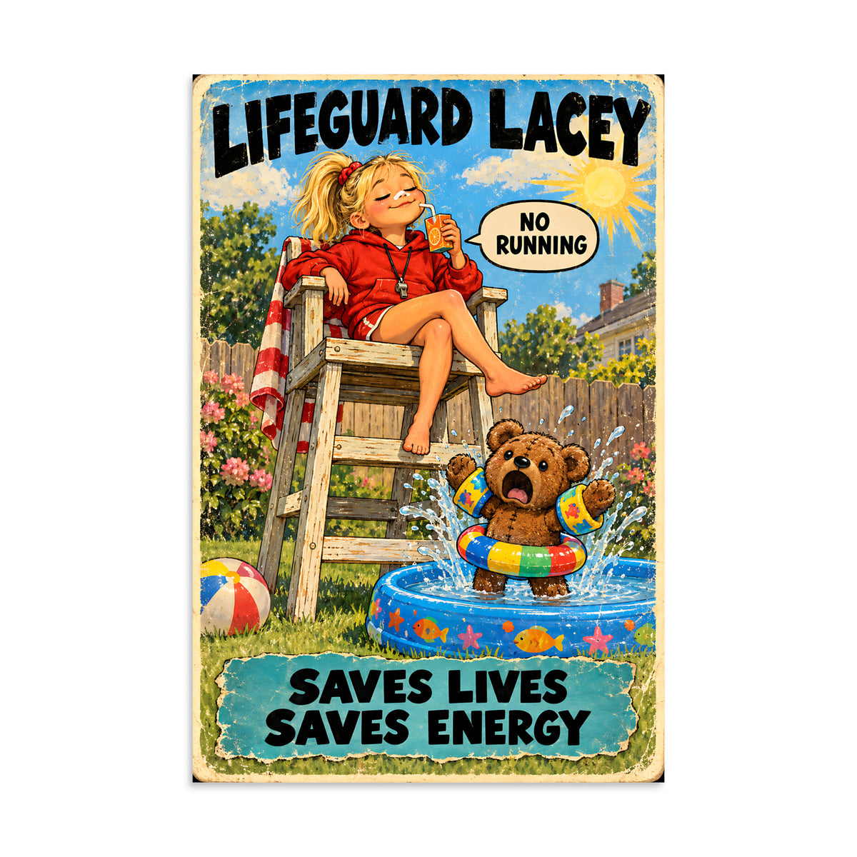 Lifeguard Lacey Poster by Brain Rot Bunch, 16 x 24 inch size